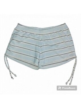 ASIA Pro Girls Size Medium White Polyester Shorts With Blue And Black Stripes